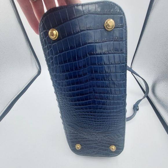 Brahmin Dark Blue Croc Embossed Tote Bag - Picture 3 of 13